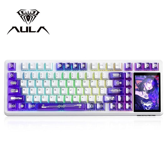 The AULA L99 Mechanical Game Keyboard Features a HD Touchscreen, 84 Keys, RGB Lighting, Wired/Wireless Connectivity, Customizable Animations, a High-Capacity Battery, and Compatibility with Laptops and Pcs. It'S an Essential Tool for Esports Gaming.